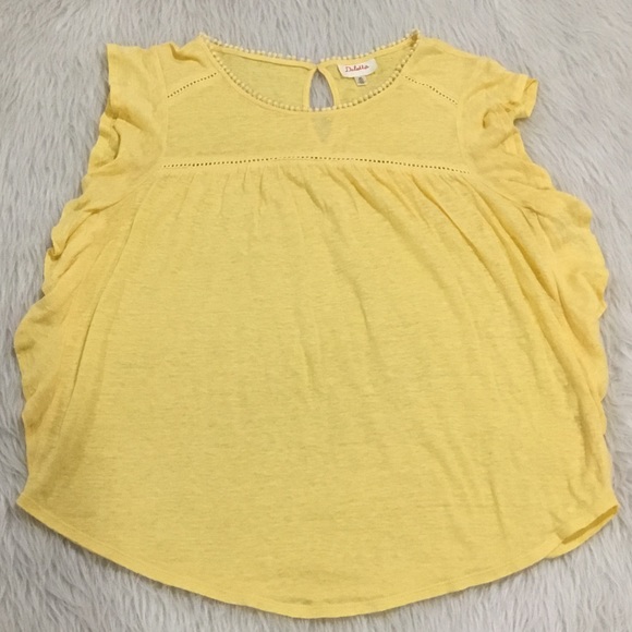 Anthropologie cottage core lightweight boho yellow ruffle top size xs - Picture 5 of 8